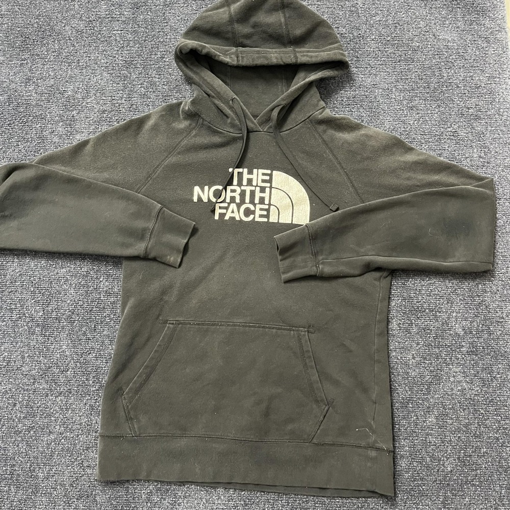 The North Face Hoodie Womens Medium Green‎ Pullover Fleece Logo Sweatshirt